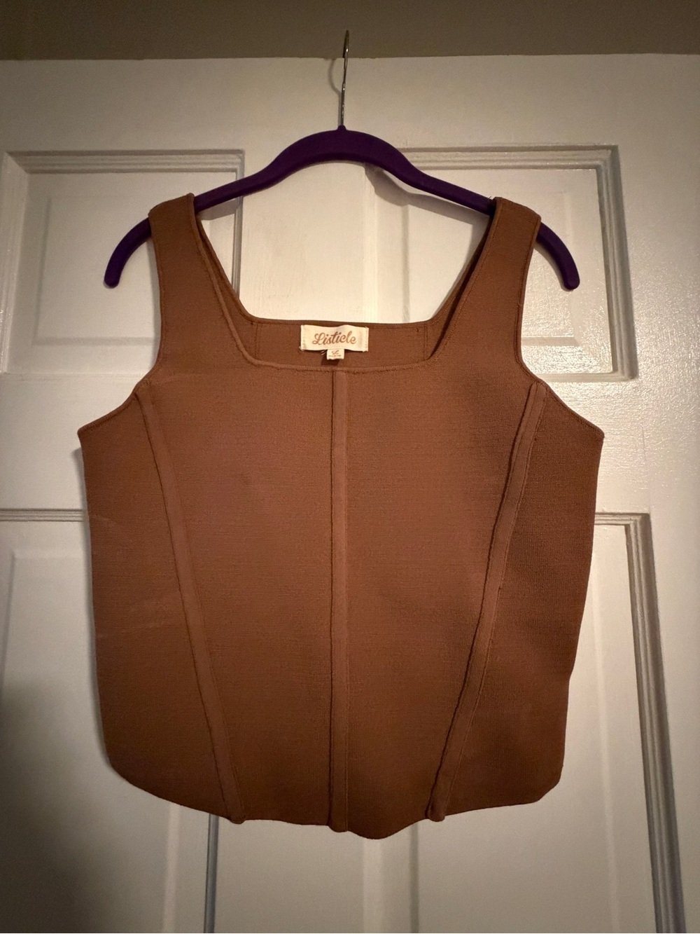 Listicle Camel Brown Square-Neck Tank